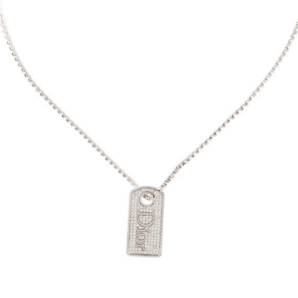 Christian Dior Crystal Dog tag Necklace - Picture 1 of 7